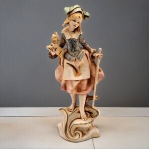 Depose Italy Simonetti Shepherdess Figurine Vintage Girl With Lamb Fontanini